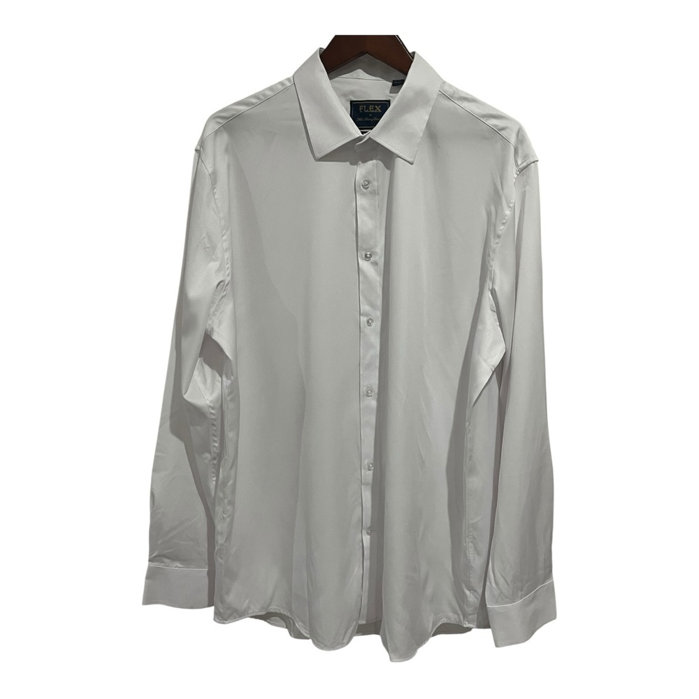 Flex Men's White Dress Shirt Button Up XLT Formal